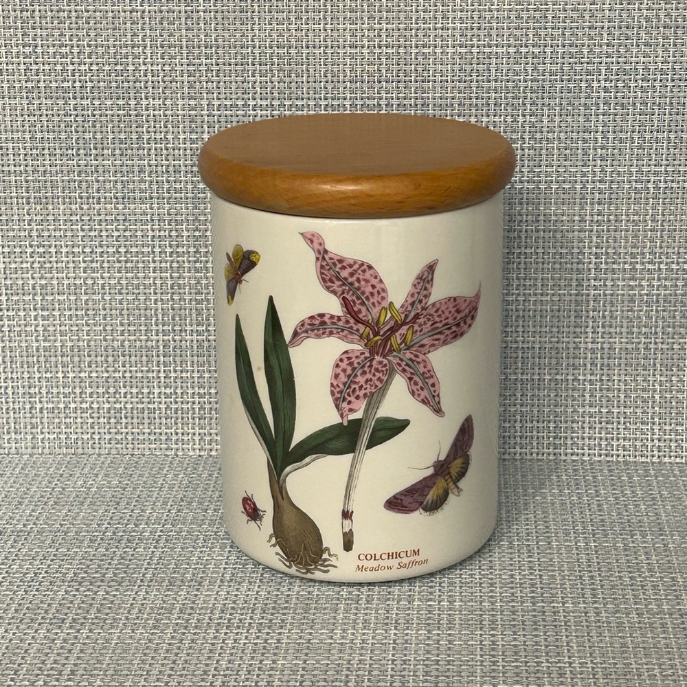 Portmeirion Botanic Garden wooden Lidded Jar, 3.75” Round x 5.5” High